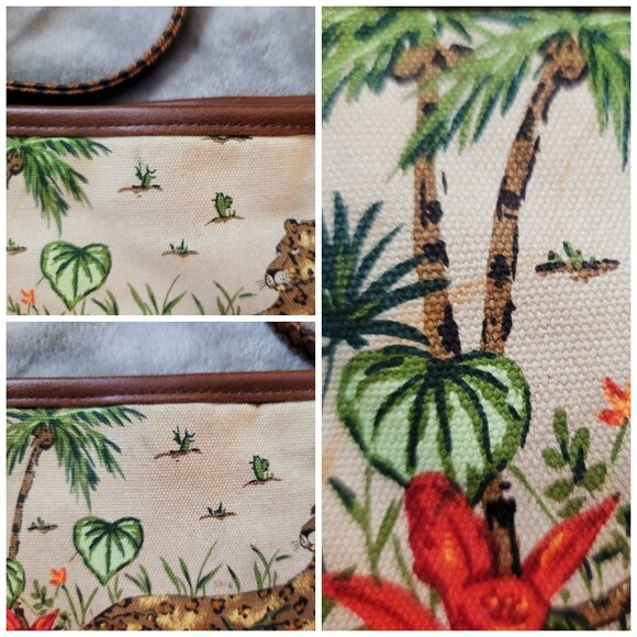 Avon Jungle Oasis Charming Tote & Matching Pouch Set-Leopards Tropical Print - Picture 15 of 16